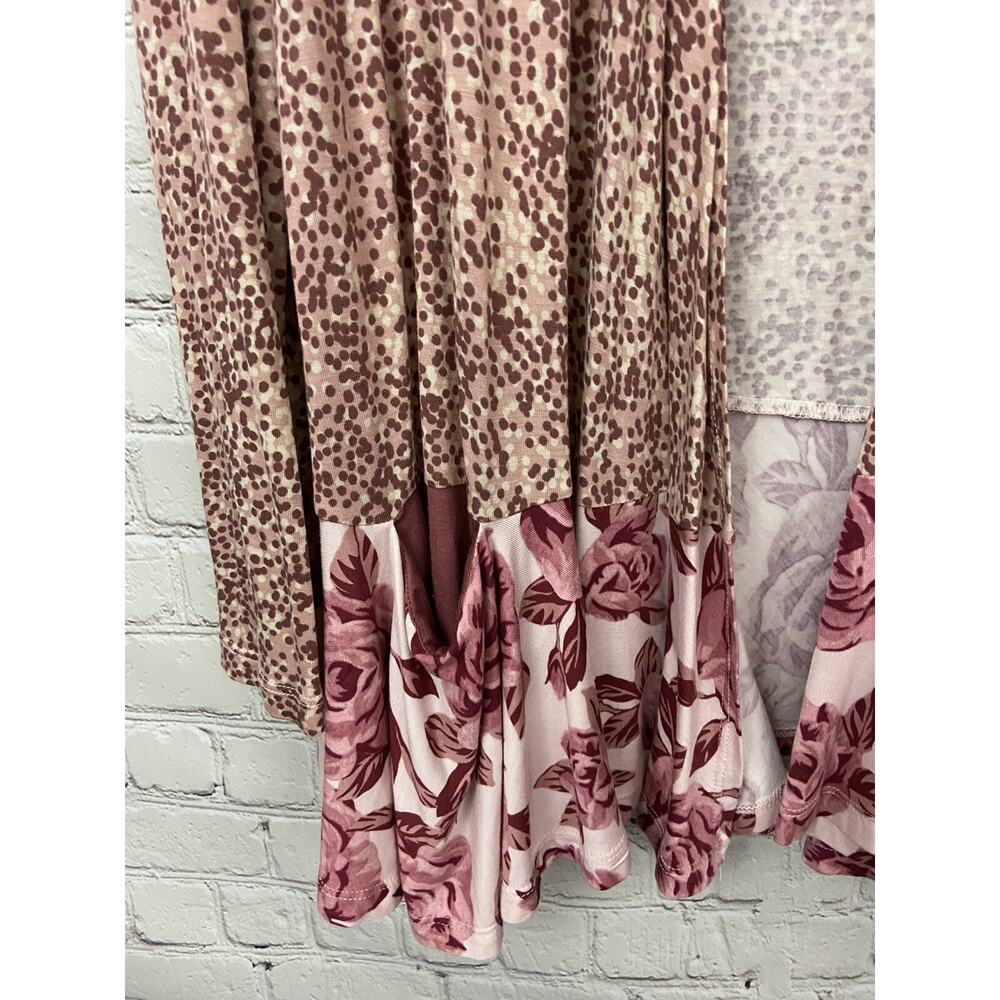 LOGO By Lori Goldstien Pink Long Sleeve Cardigan Size XS Mixed Print Pockets - Picture 3 of 8